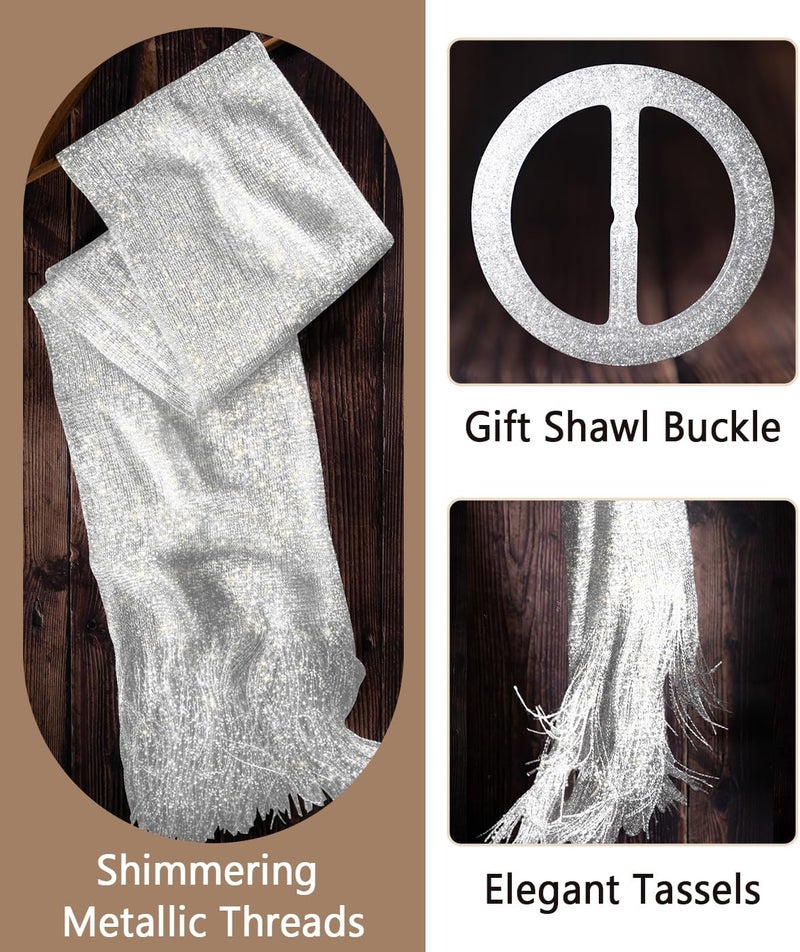 KUNINDOME Sparkling Metallic Shawls and Wraps with Buckle,for Evening Dresses Party Wedding Bride Bridesmaid - Image 2